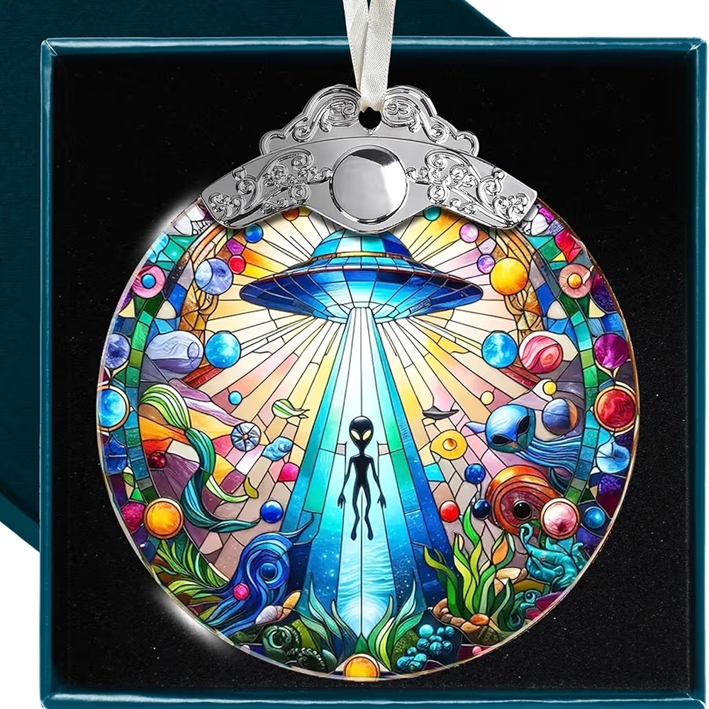 Colorful Alien Stained Glass Art Piece